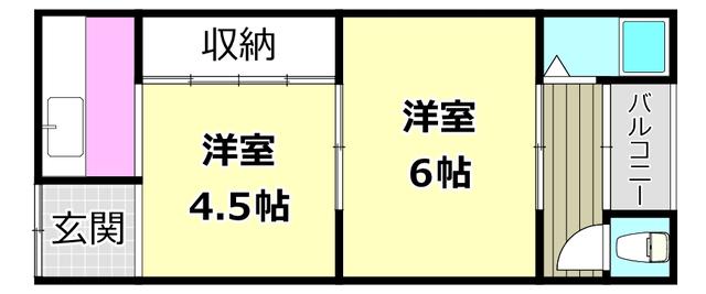 吉田ハイツ(2K/2階)の間取り写真