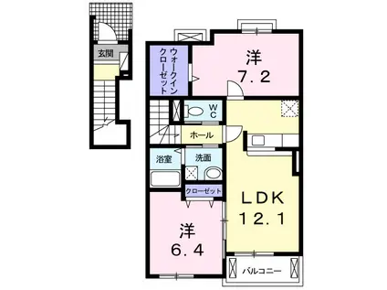 T.K アルカンシエル(2LDK/2階)の間取り写真