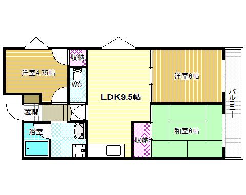 グランド-ル法善寺(3LDK/5階)の間取り写真