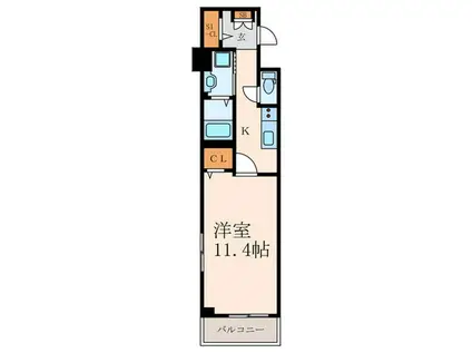 グランドアイ香春口(1K/3階)の間取り写真