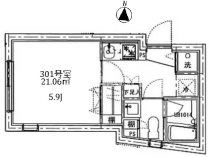 クーカイテラス大岡山(1K/3階)の間取り写真
