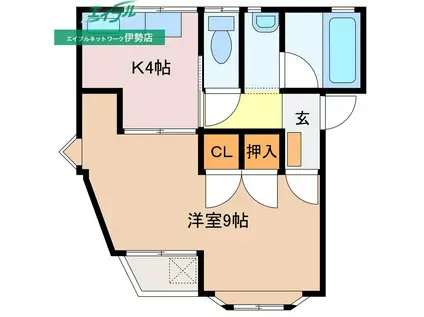 ハイムミヤザキ(1K/2階)の間取り写真