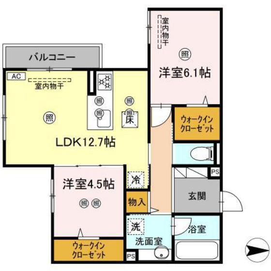 サンドルフ高須II番館(2LDK/1階)の間取り写真