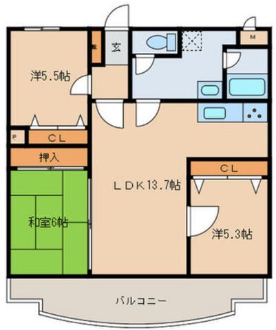 ライオンズマンションシーサイド今宿(3LDK/2階)の間取り写真