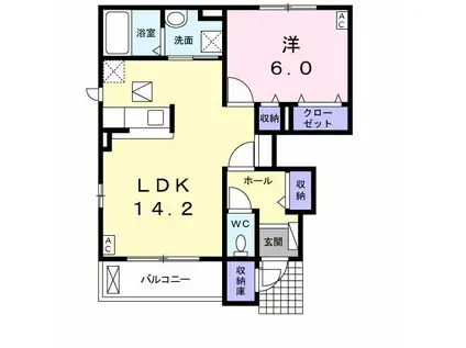 カーサ クォーレ II(1LDK/1階)の間取り写真