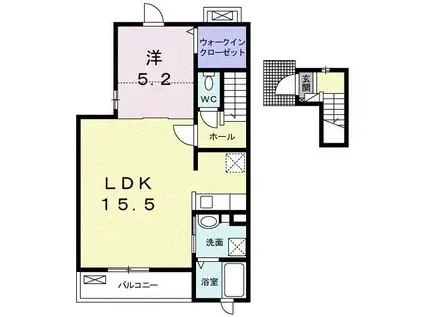 いかるが花水木II(1LDK/2階)の間取り写真