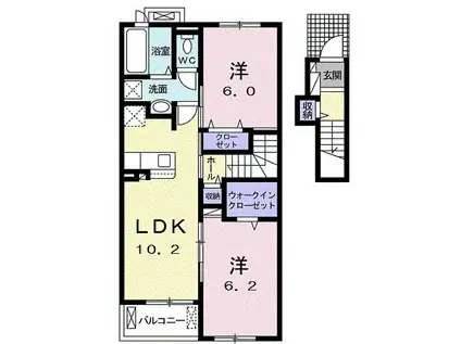 GREENWICH(2LDK/2階)の間取り写真