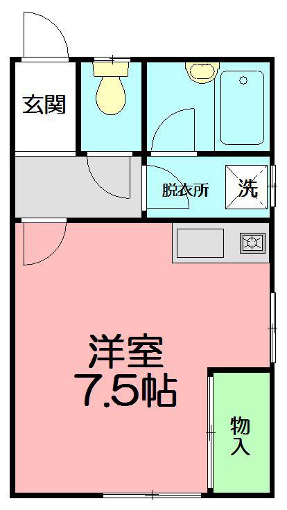 ハイツ中田(ワンルーム/2階)の間取り写真