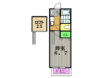 コーポトワ(1K/1階)の間取り写真