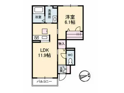 シャーメゾングリナージュ(1LDK/1階)の間取り写真