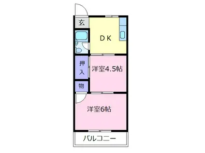 パインリーフ松原(2K/4階)の間取り写真