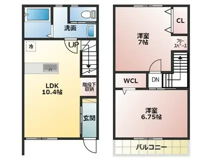 MELLOWBELLみどりのI(2LDK/1階)の間取り写真