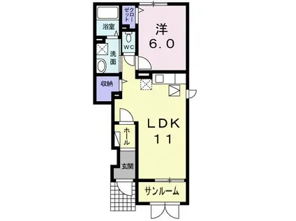ディアコート(1LDK/1階)の間取り写真