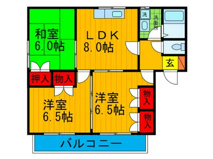 グローリー山添(3LDK/2階)の間取り写真