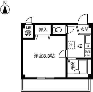 AMOUR・K・H(1K/1階)の間取り写真