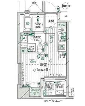 プレールドゥーク新宿御苑(1K/2階)の間取り写真