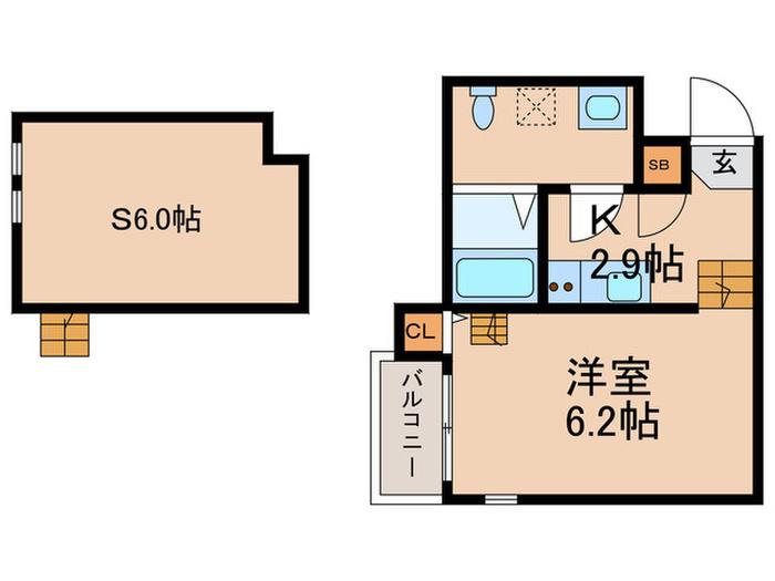 アクアリウスII(1SK/2階)の間取り写真