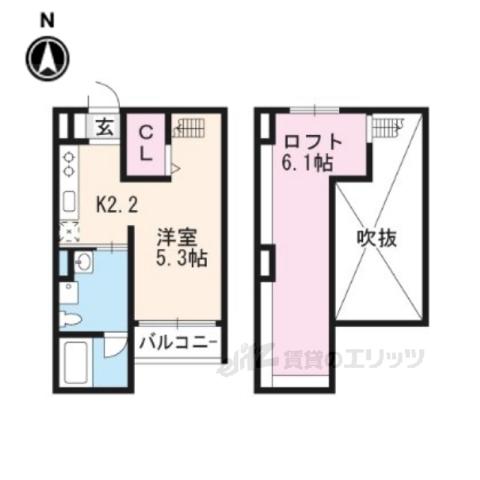 CRESCENT(1K/2階)の間取り写真