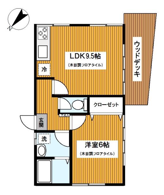 ABCハイツ(1LDK/1階)の間取り写真
