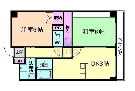 サン春日第2マンション(2DK/2階)の間取り写真
