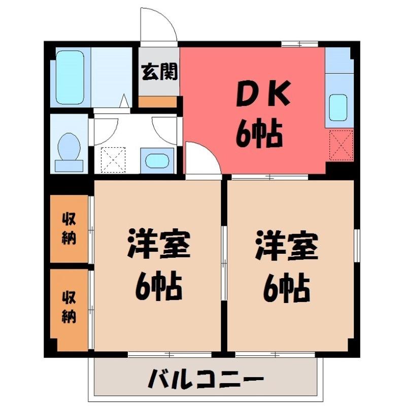 メイプルウエスト(2DK/2階)の間取り写真
