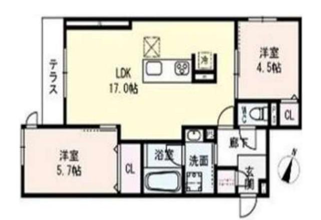 クラシスト瑞光(2LDK/1階)の間取り写真
