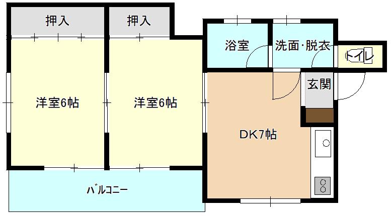 第2鍵山ビル(2DK/3階)の間取り写真