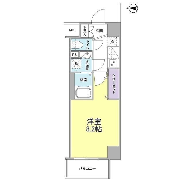 ウィルテラス深川住吉(1K/8階)の間取り写真