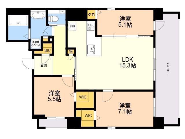 S-RESIDENCE大手門AWESOME(3LDK/5階)の間取り写真
