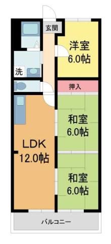 ドムール宝塚(3LDK/2階)の間取り写真