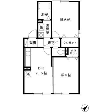 サンガイア A棟(2DK/1階)の間取り写真
