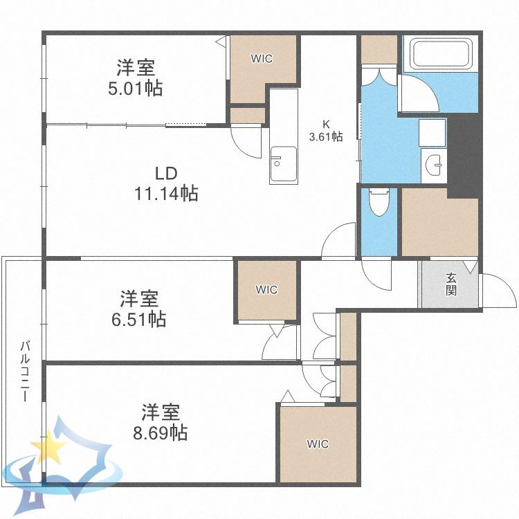 アルファスクエアS17(3LDK/4階)の間取り写真