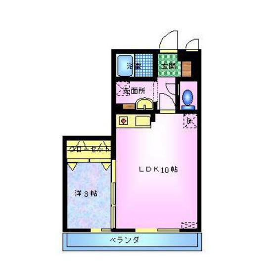 フルール・ド・ヴェール(1LDK/3階)の間取り写真