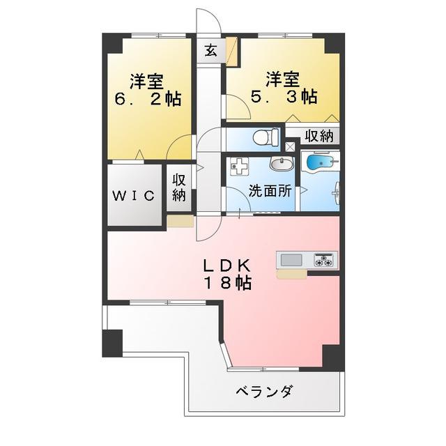 ツインコート大矢知(2LDK/8階)の間取り写真