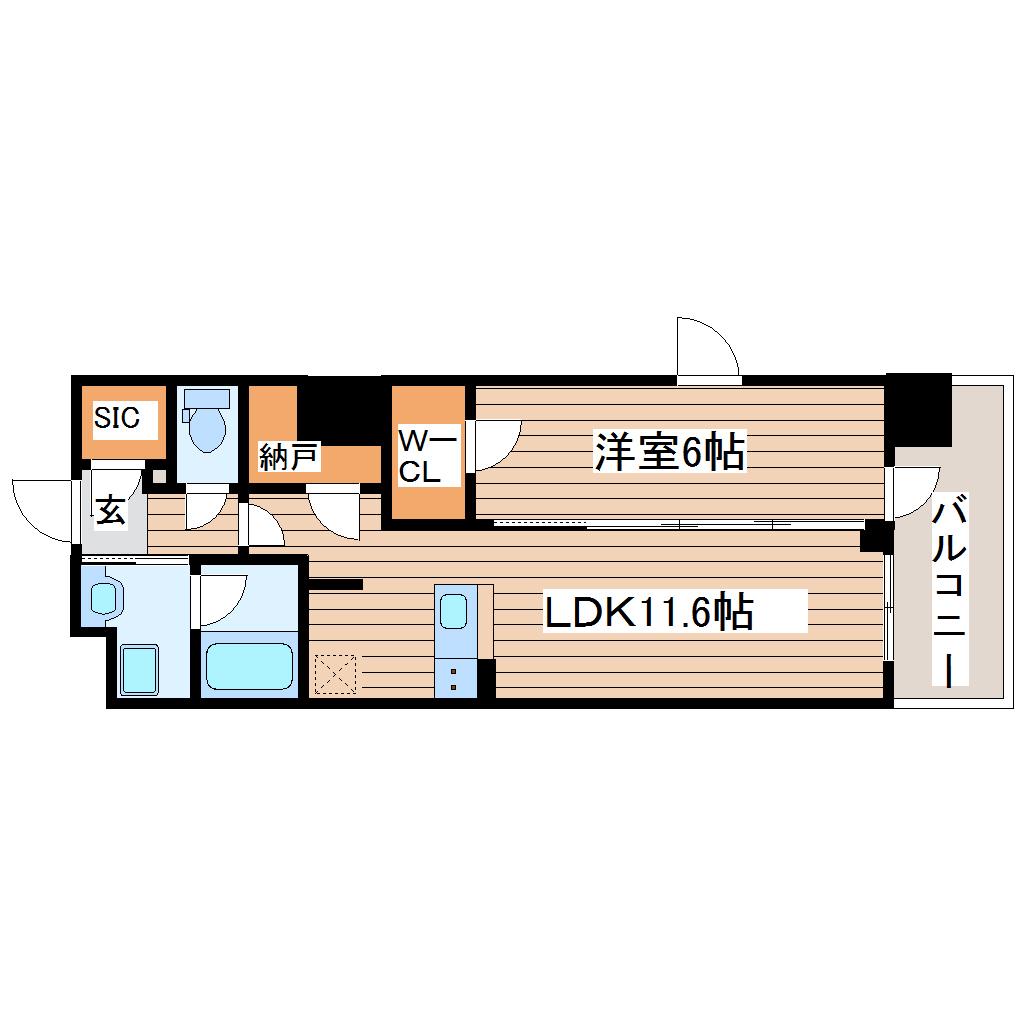 グランカーサ一番町(1SLDK/9階)の間取り写真