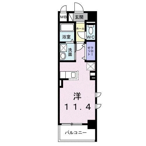 グランフェリス(ワンルーム/2階)の間取り写真