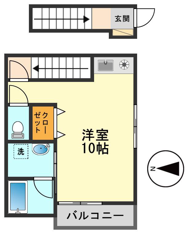 リバーフロンテージC・Y(ワンルーム/2階)の間取り写真