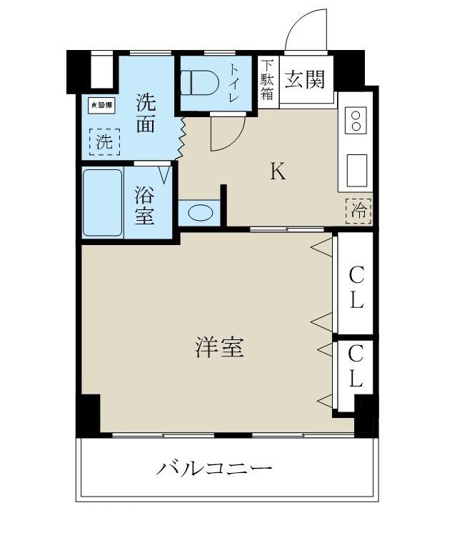 メゾンカフカス(1K/6階)の間取り写真