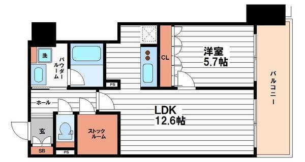 RJR堺筋本町タワー(1LDK/10階)の間取り写真