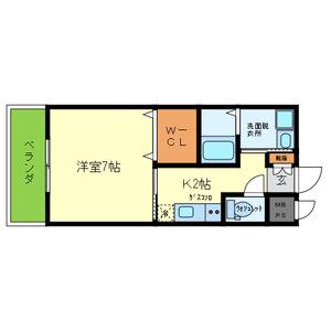 小松サウス(1K/3階)の間取り写真