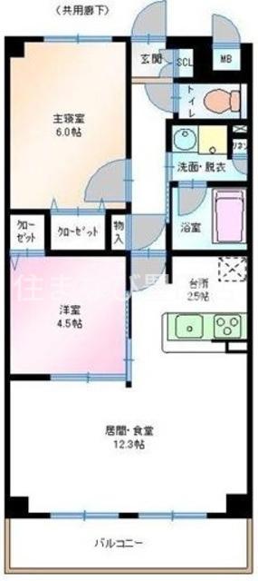 フェリーチェI(2LDK/2階)の間取り写真