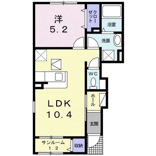 メゾン・ミルト(1LDK/1階)の間取り写真