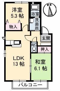 クレール林崎 B棟(2LDK/2階)の間取り写真