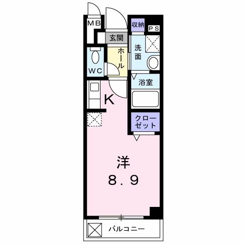 メイト鷹匠(1K/6階)の間取り写真