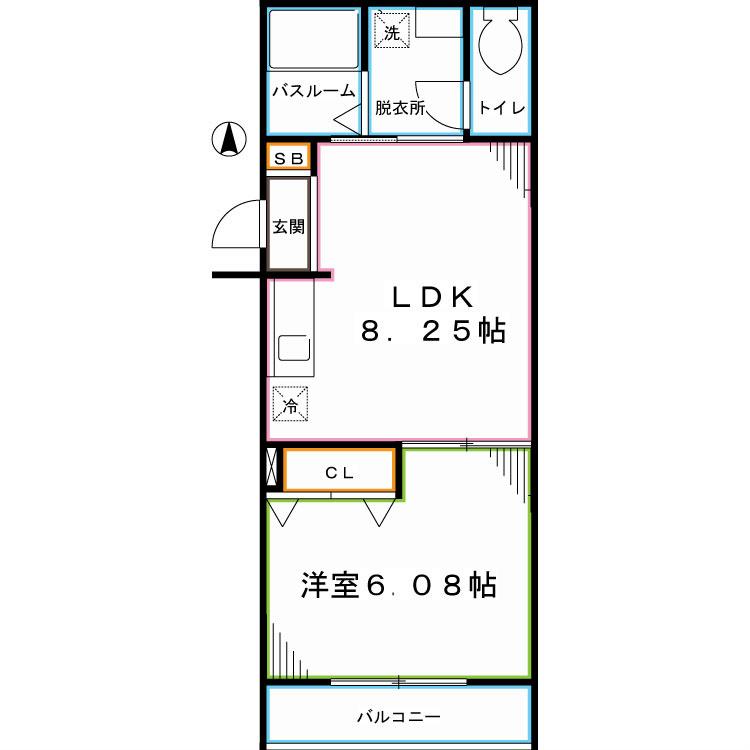 フォレストメゾン府中桜通(1LDK/2階)の間取り写真