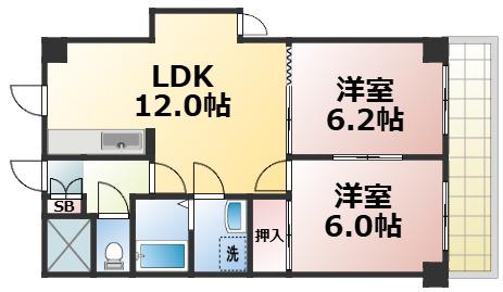 シンケビルTWIN(2LDK/2階)の間取り写真
