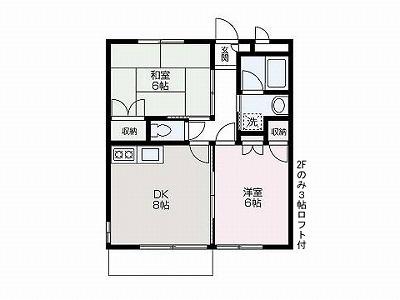 サンジュエルB棟(2DK/2階)の間取り写真