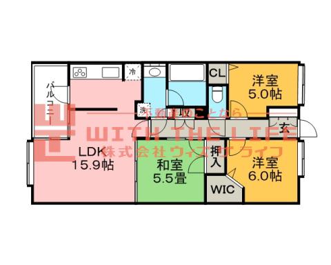 ランドゥール久留米セントラルステージ(3LDK/14階)の間取り写真