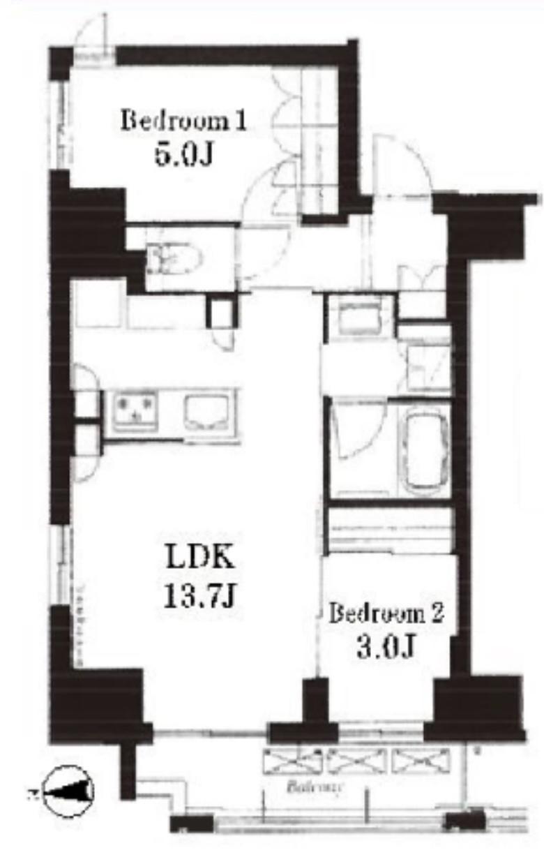 フレンシア御徒町(2LDK/12階)の間取り写真