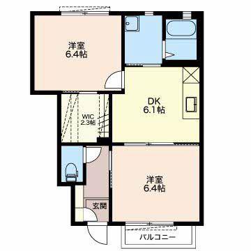 プラシードA(2DK/1階)の間取り写真